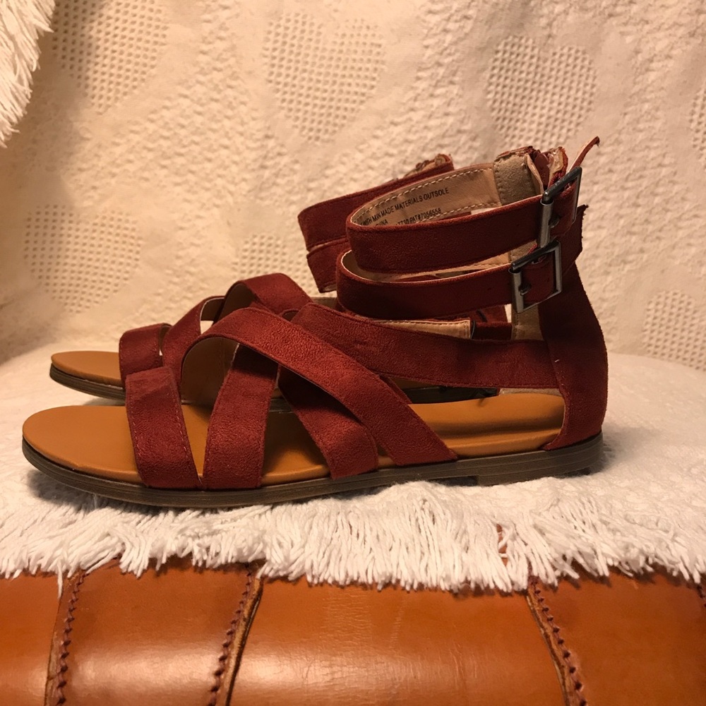 SOLD A New Day Red Suede Sandals Size 8.5